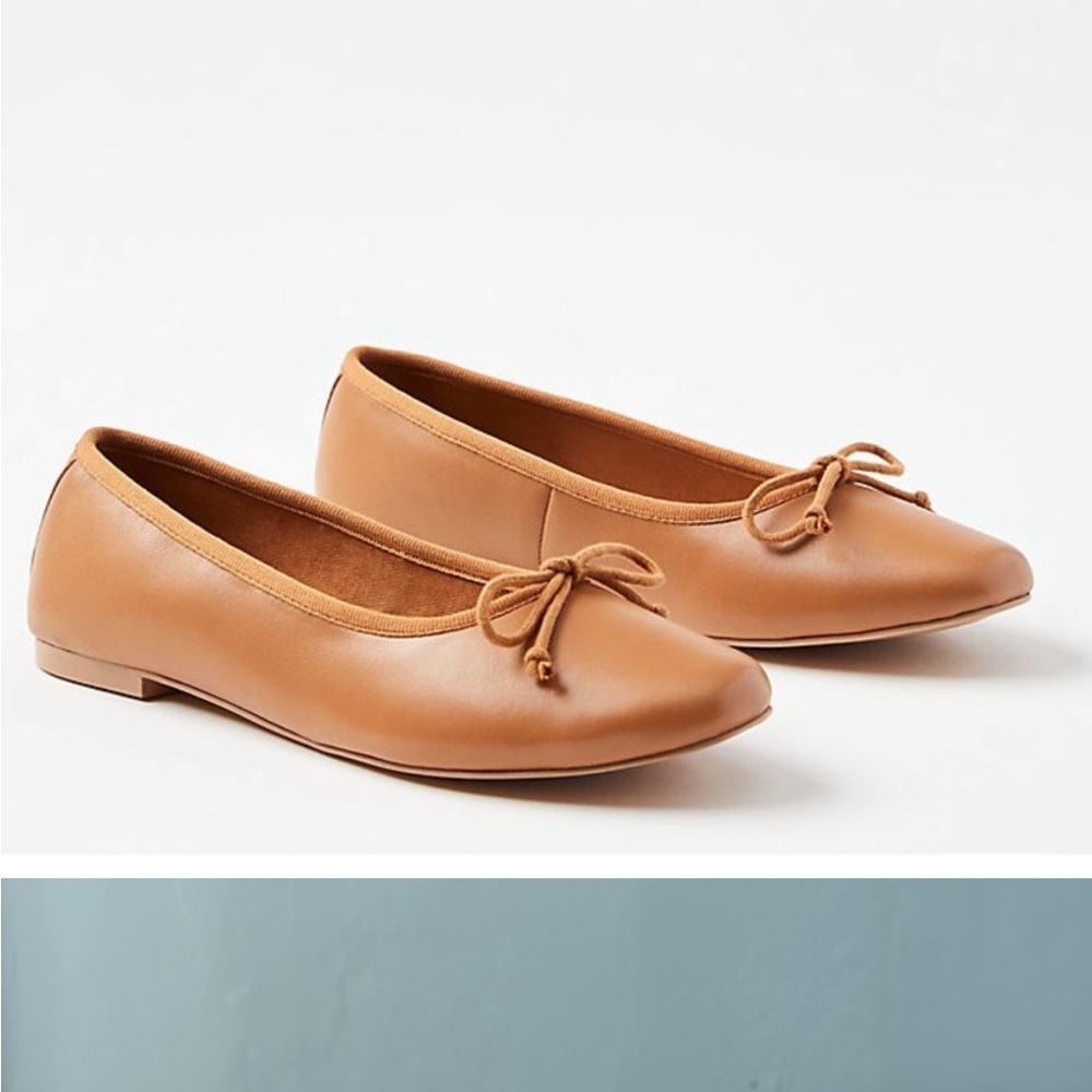 LOFT Perfect Camel Ballet Flats with Bow Details